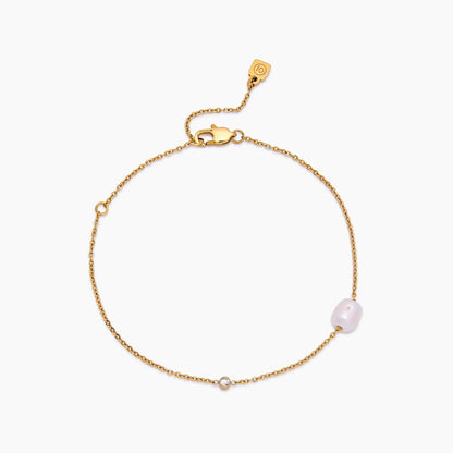 Dainty Freshwater Pearl Bracelet | Gold-Plated | Single Pearl on Chain