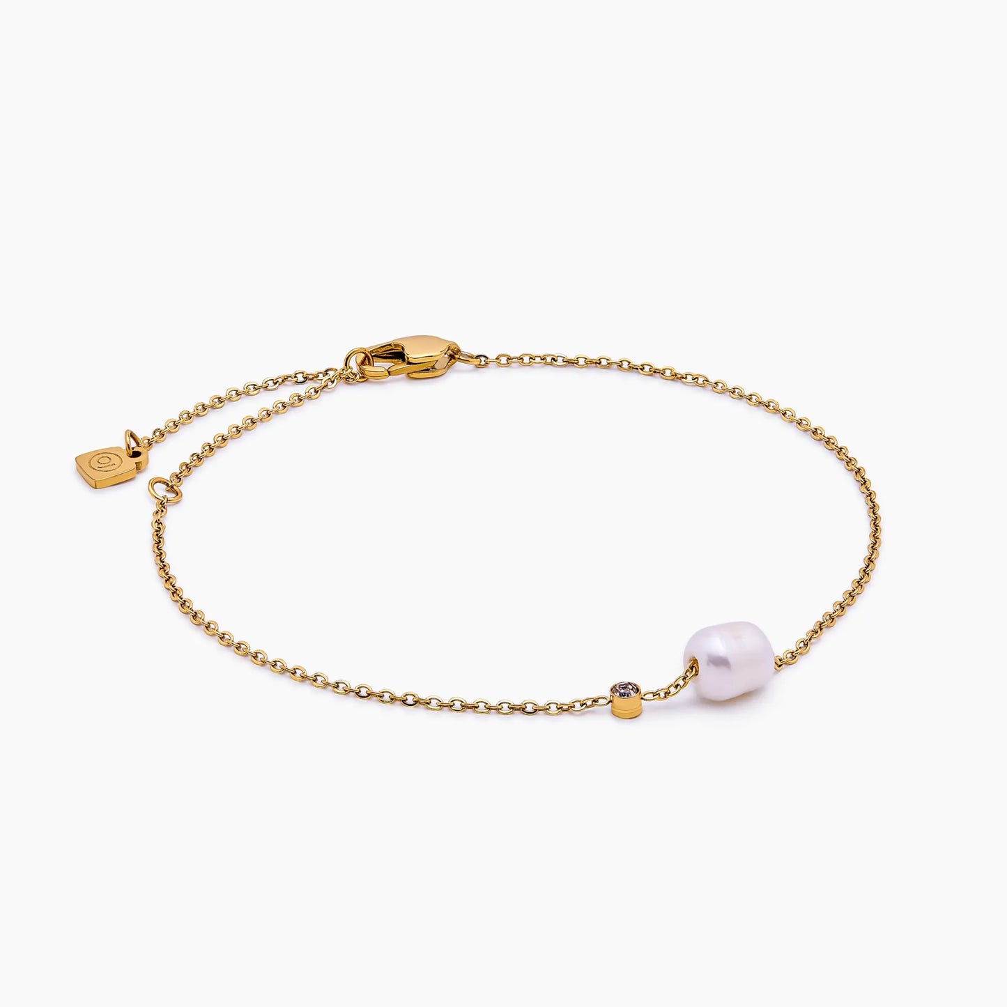 Dainty Freshwater Pearl Bracelet | Gold-Plated | Single Pearl on Chain