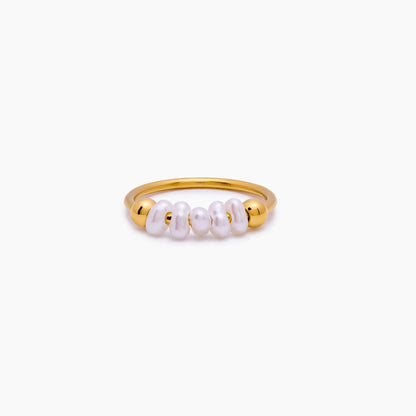 Mini Pearl Row Ring | Gold-Plated | 5 Freshwater Pearls
