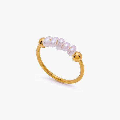 Mini Pearl Row Ring | Gold-Plated | 5 Freshwater Pearls