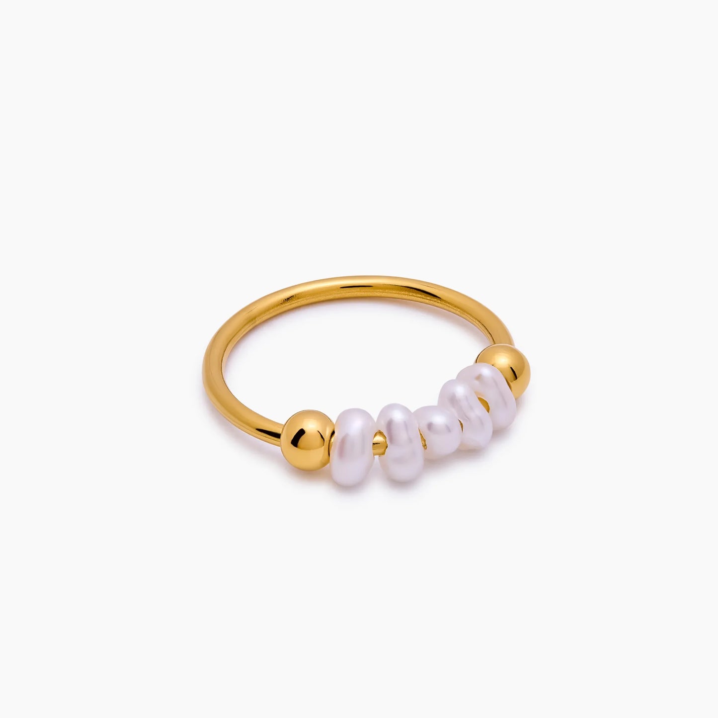 Mini Pearl Row Ring | Gold-Plated | 5 Freshwater Pearls