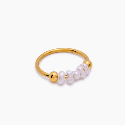 Mini Pearl Row Ring | Gold-Plated | 5 Freshwater Pearls