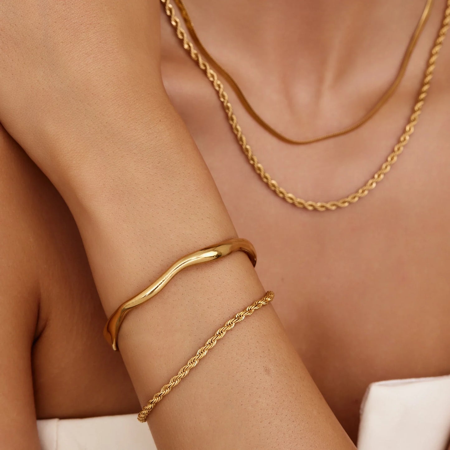 Rope Chain Bracelet | 18K Gold-Plated Stainless Steel | Twisted Design