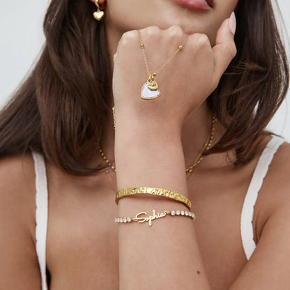 Signature Name Tennis Bracelet | 18K Gold-Plated | Name on Crystal Tennis Chain