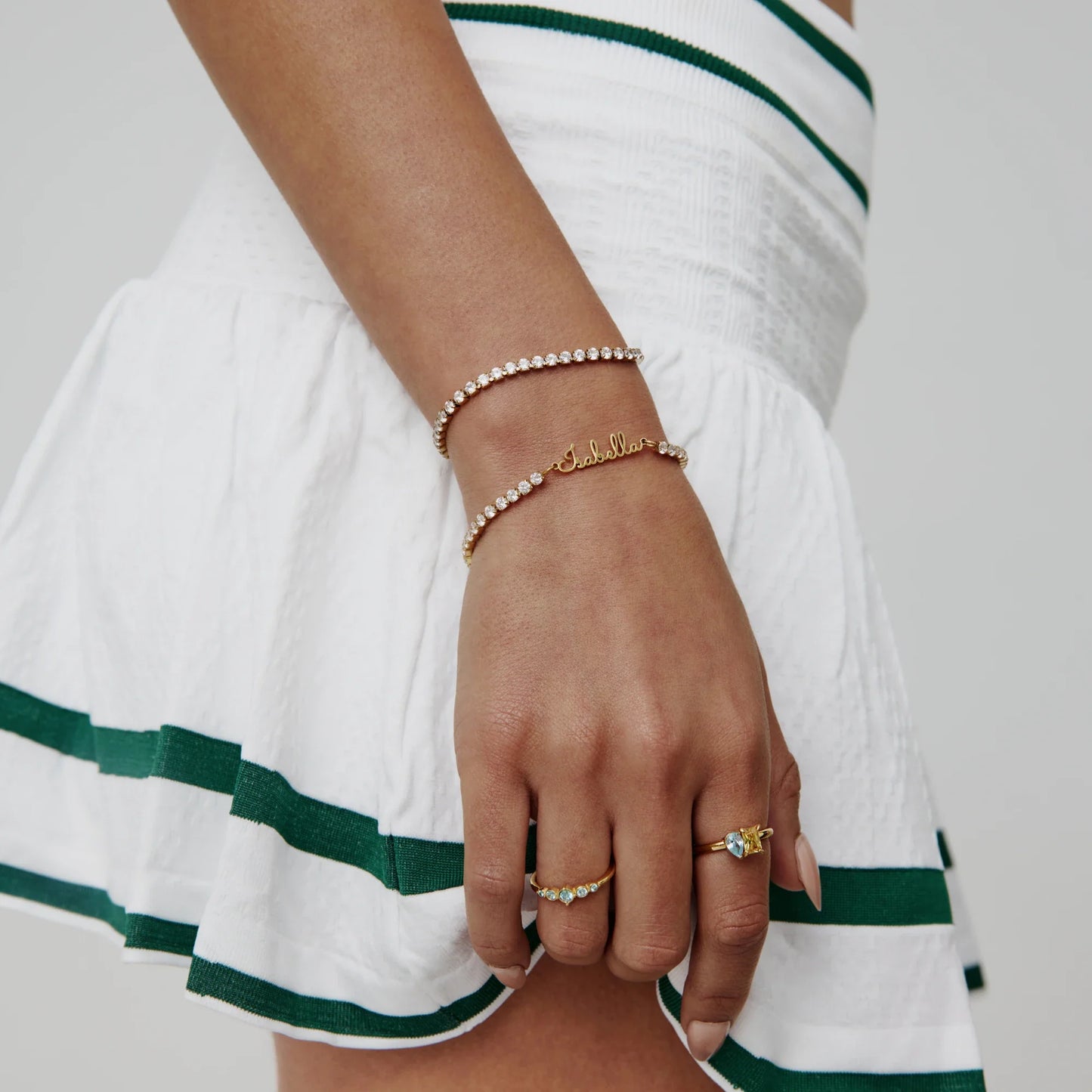 Signature Name Tennis Bracelet | 18K Gold-Plated | Name on Crystal Tennis Chain