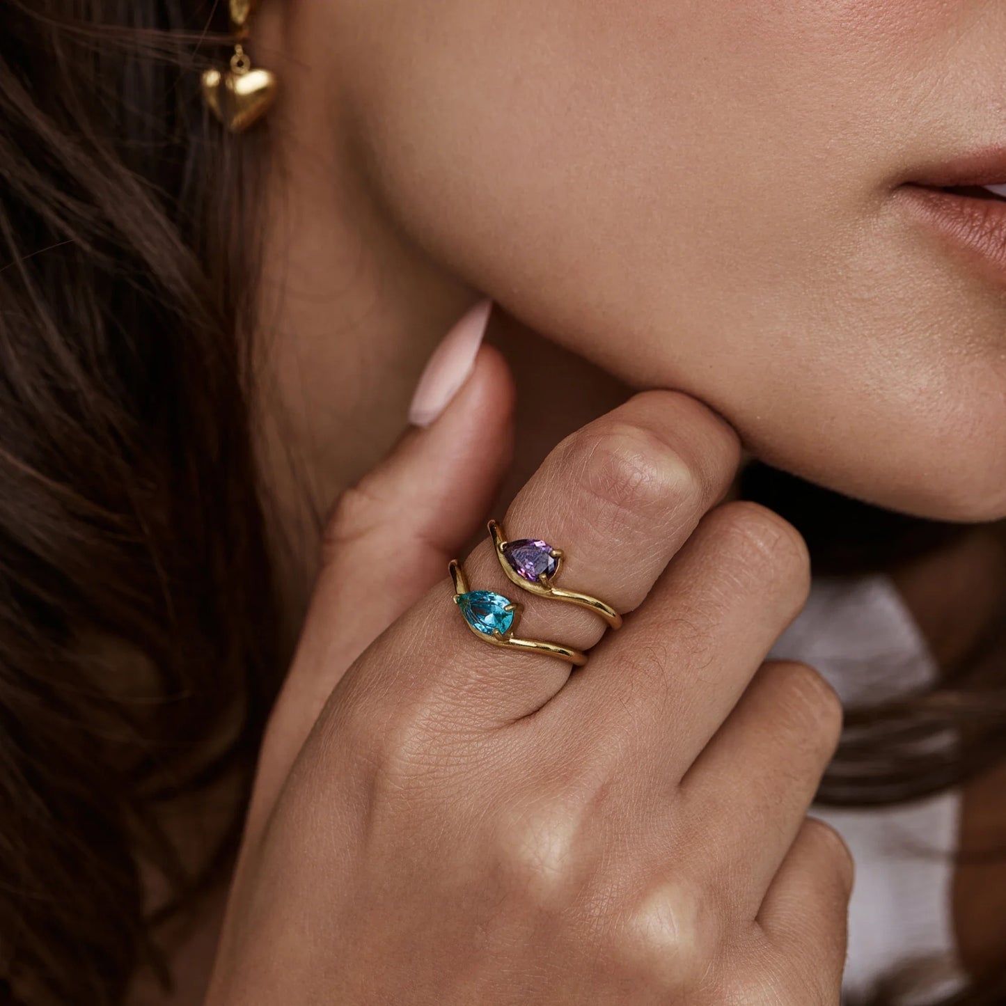 The Promise Birthstone Ring | 18K Gold-Plated Stainless Steel | Sideways Pear-Cut Stone