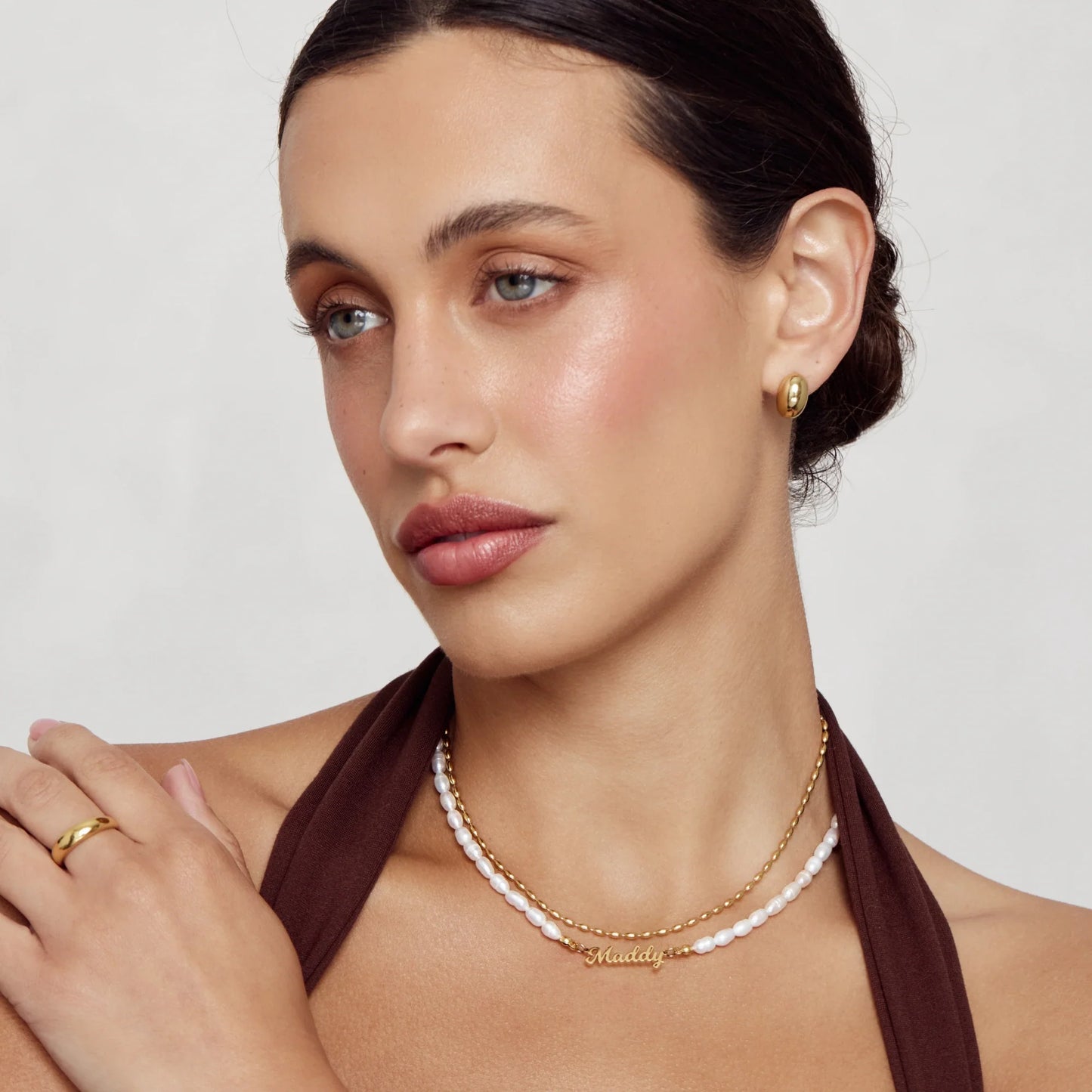Statement Custom Name Pearl Necklace | Gold-Plated | Freshwater Pearls