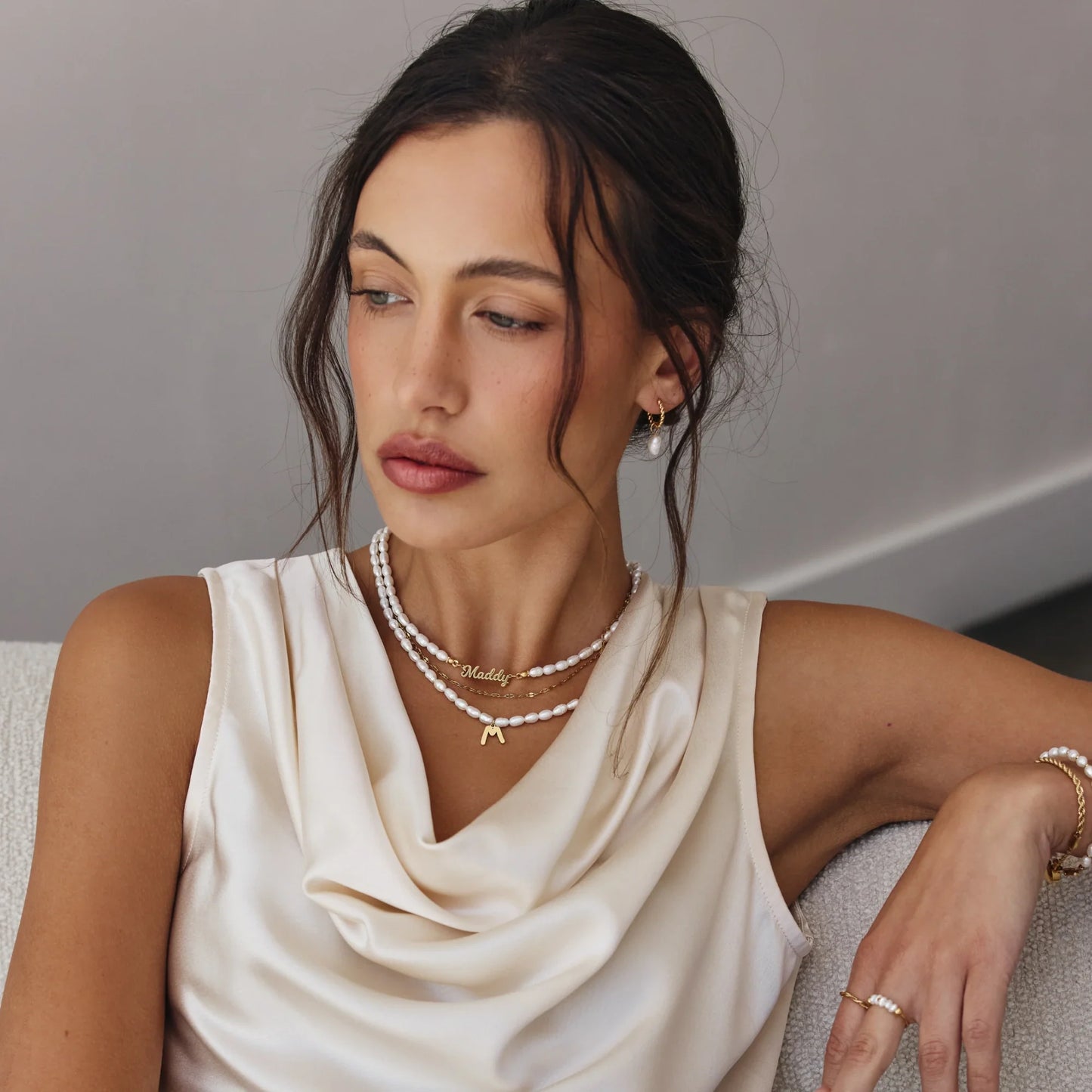 Statement Custom Name Pearl Necklace | Gold-Plated | Freshwater Pearls