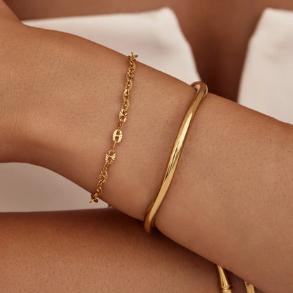 Sculpted Wave Cuff Bracelet | Gold-Plated | Curved Wave Design
