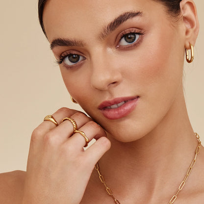 Aura Ripple Ring | Gold-Plated | Wave-Ripple Texture Band
