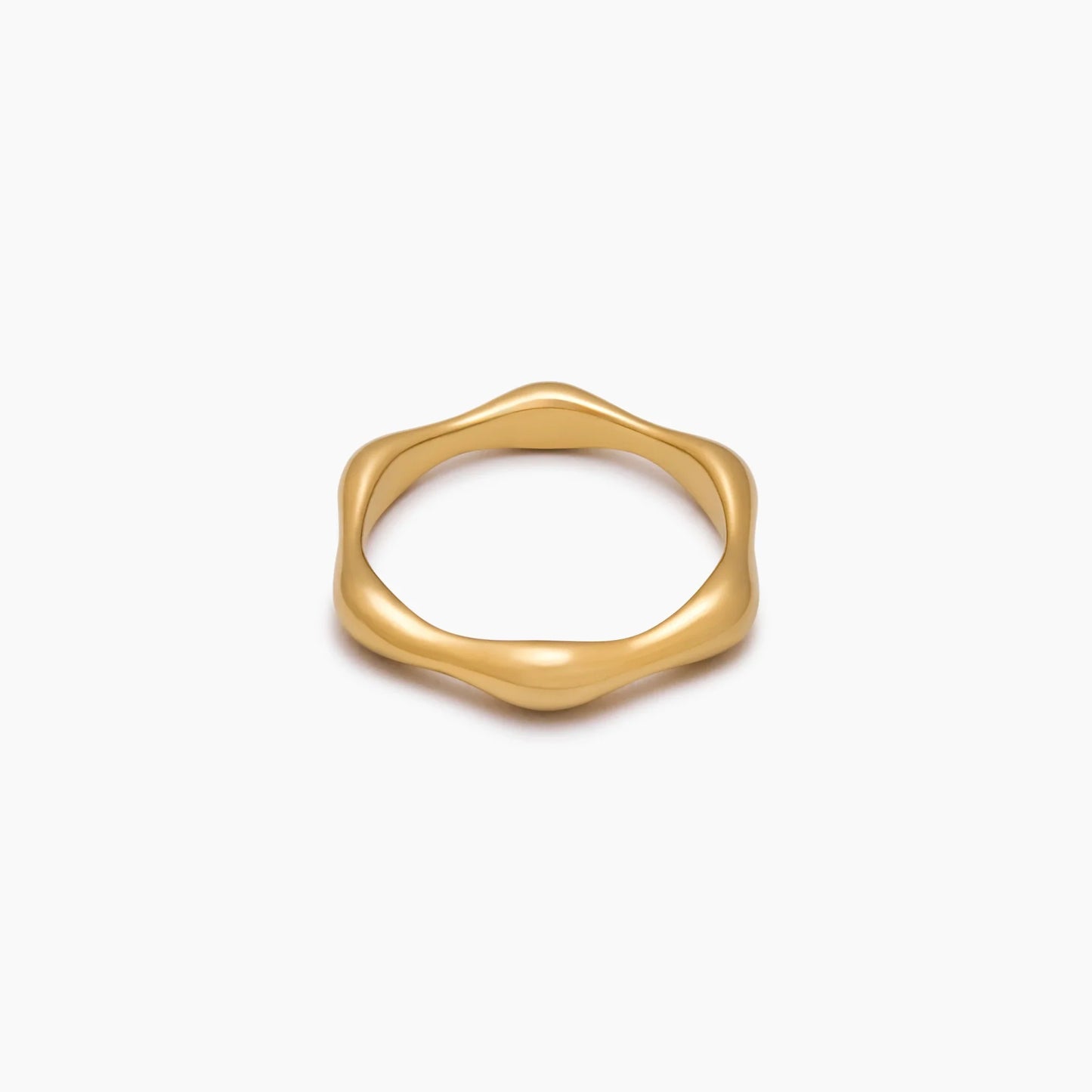 Aura Ripple Ring | Gold-Plated | Wave-Ripple Texture Band