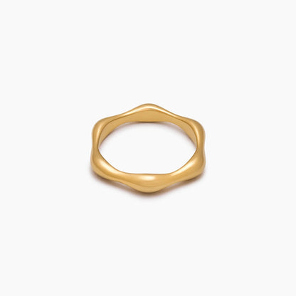Aura Ripple Ring | Gold-Plated | Wave-Ripple Texture Band