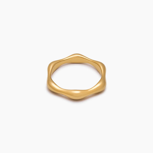 Aura Ripple Ring | Gold-Plated | Wave-Ripple Texture Band