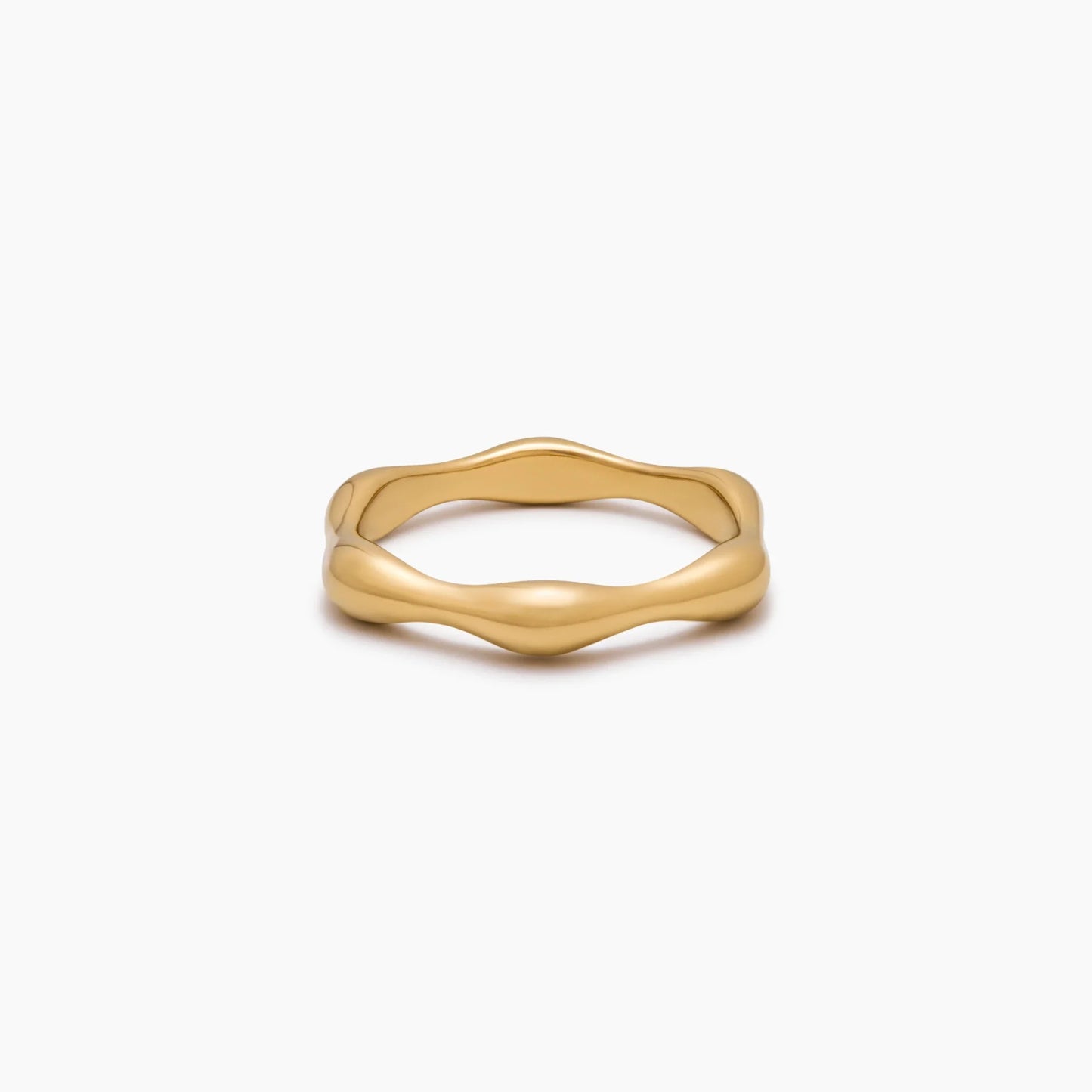 Aura Ripple Ring | Gold-Plated | Wave-Ripple Texture Band