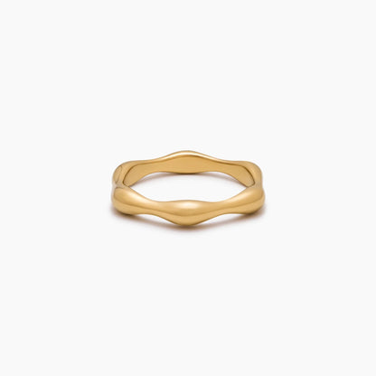 Aura Ripple Ring | Gold-Plated | Wave-Ripple Texture Band